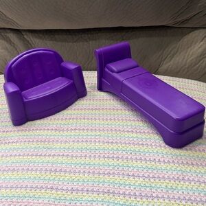 Barbie Size Doll Furniture by American Plastic Toys Purple Couch & Bed Made USA!